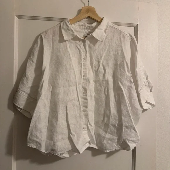COS White Boxy Linen Top - Picture 2 of 4